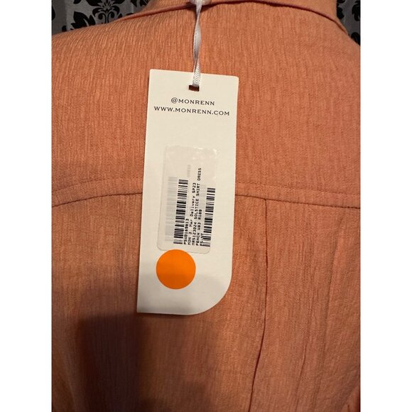 Mon Renn Womens Peach Button-Front Shirt Dress With Tie Waist & Collar Size S - - Picture 4 of 6
